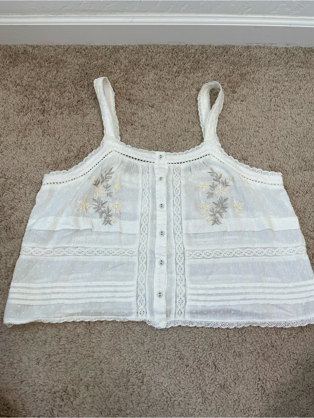 Sundance White Floral Tank Sz M